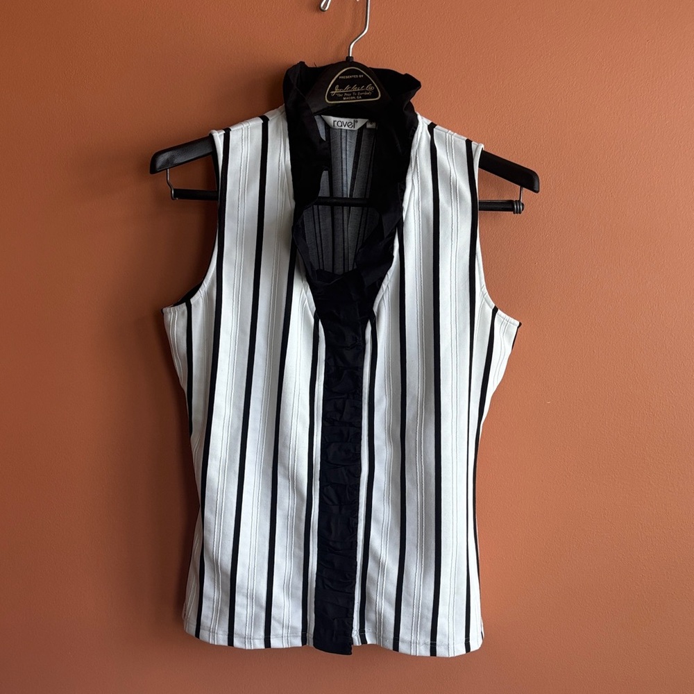 Ravel Black and White Striped Blouse